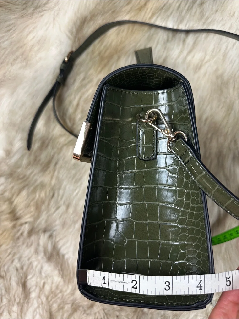 Dune London Olive Green Croc Embossed Crossbody Bag + Matching Coin Pouch NWOT